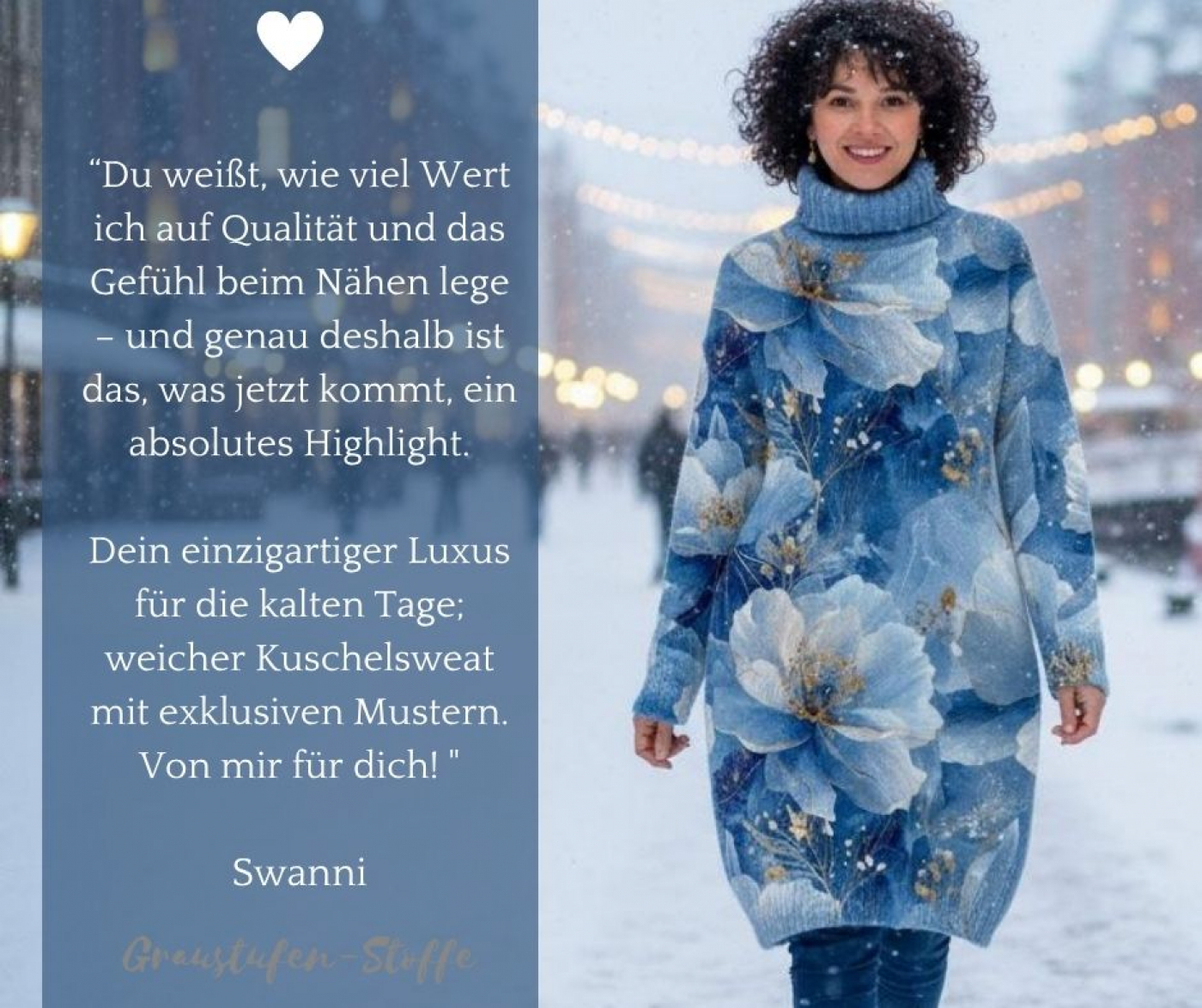 Winterglück-Kollektion: Morgenleuchten I Kuschelsweat mit Überbreite